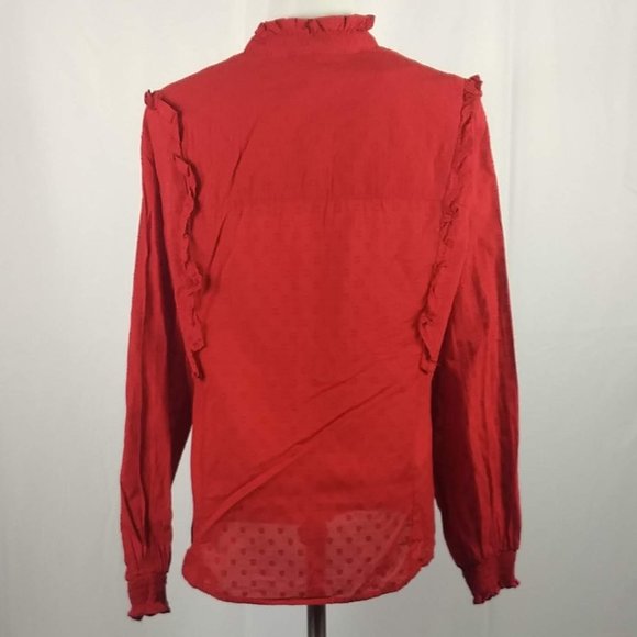 NWT H&M L.O.G.G Size 4 Red Blouse Top Shirt Tunic - Picture 3 of 12